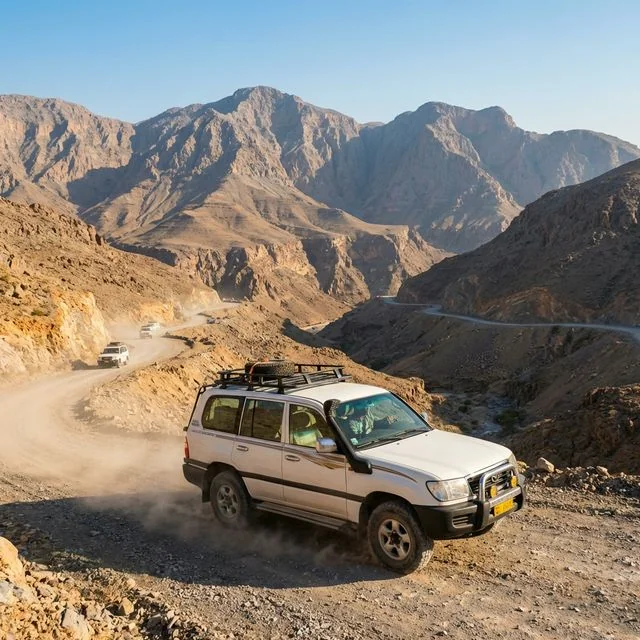 UAE to Musandam by car - scenic mountain road drive