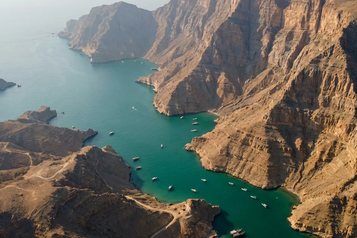 Musandam fjords aerial view