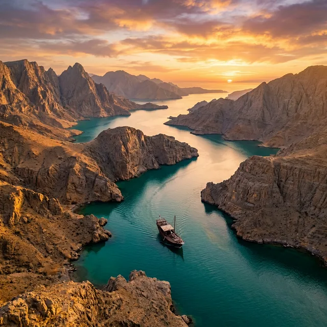 Aerial view of Khasab Musandam fjords