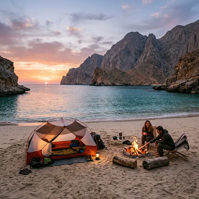 Camping on a beach in Musandam