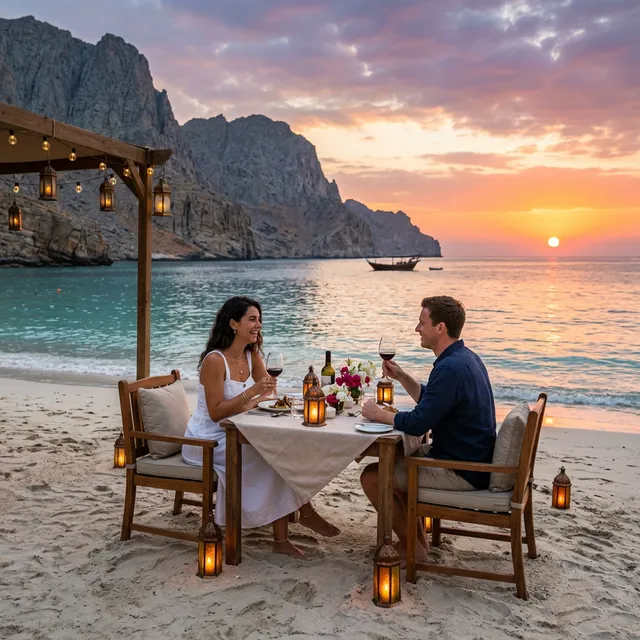 Romantic couple dinner on Musandam beach